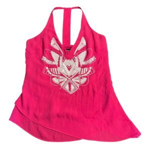 BEBE Y2K Pink Embellished Sequined Halter Top Size XXS